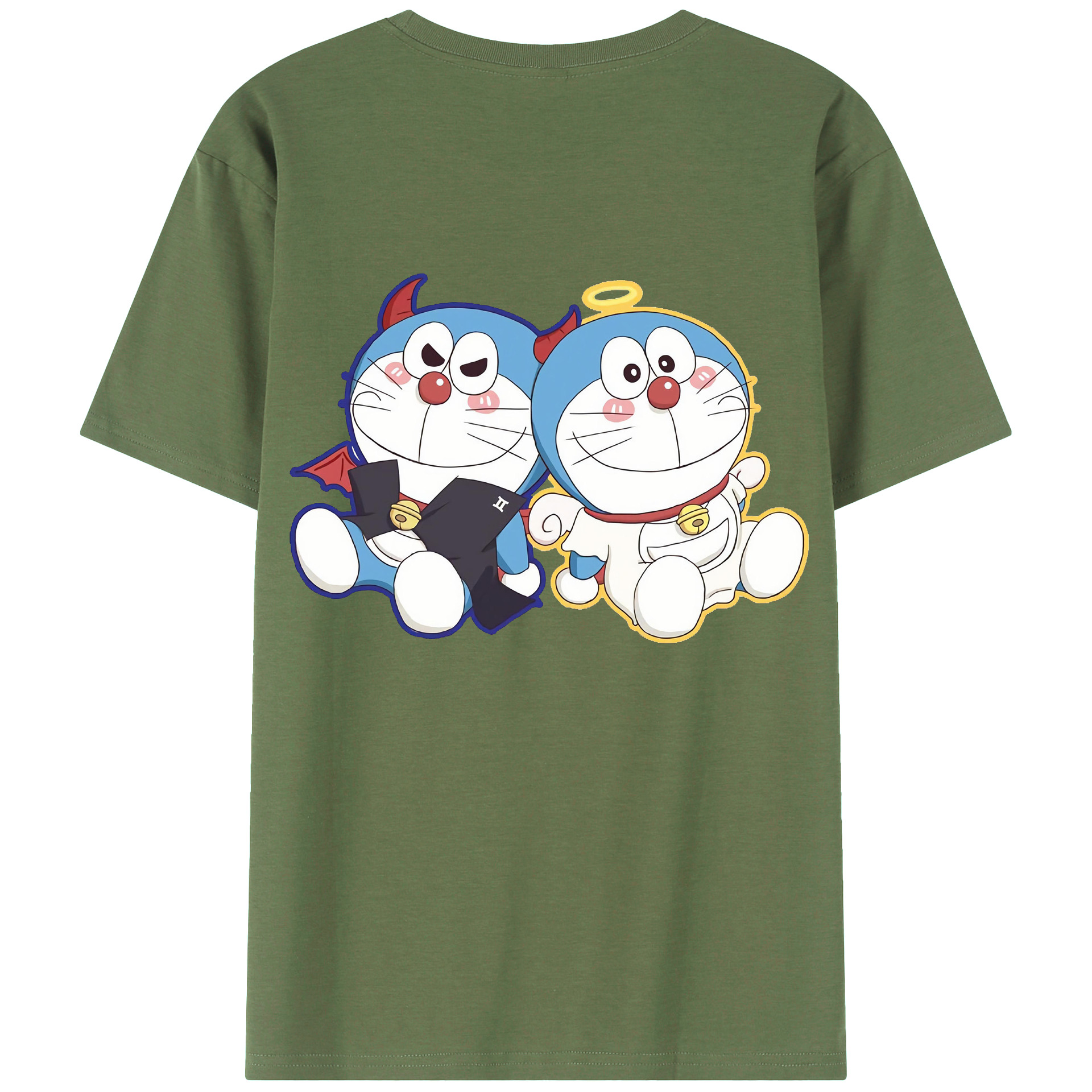 （画像用） ドラえもん Doraemon 綿100％ メンズ半袖Tシャツ（バックプリント） 通気性